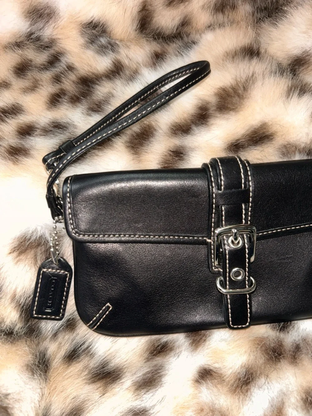 Coach Soho Black Leather Wristlet with Silver Buckle - Picture 3 of 14